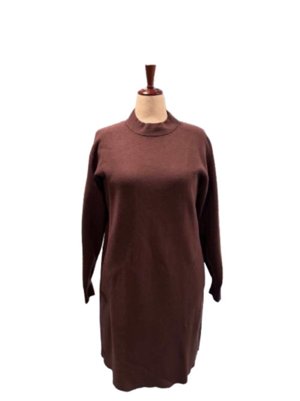 UNIQLO Burgundy Mock Neck Classic Minimalist Long Sleeve Sweater Dress (Size L)
